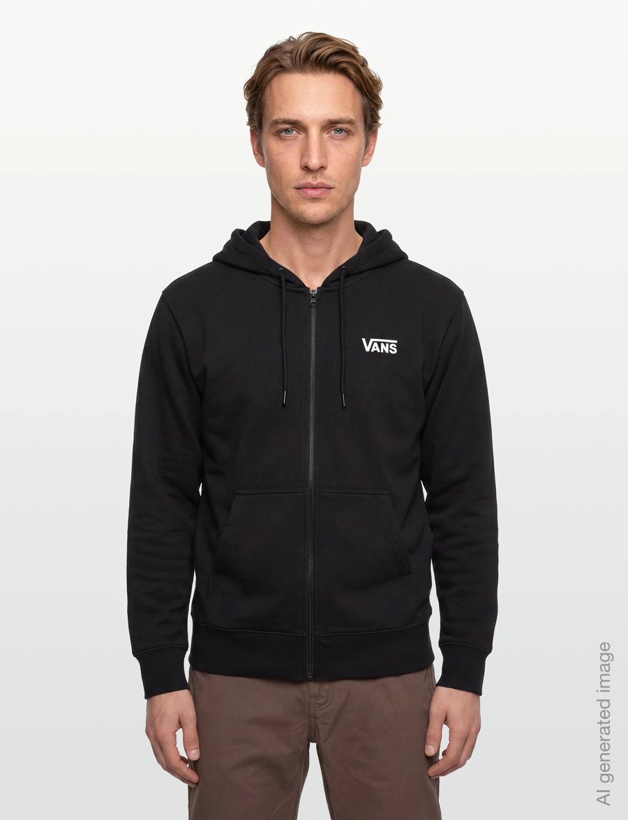 VANS - Stretch Logo Full Zip - kapuutsiga dressipluusid - black/white - 3