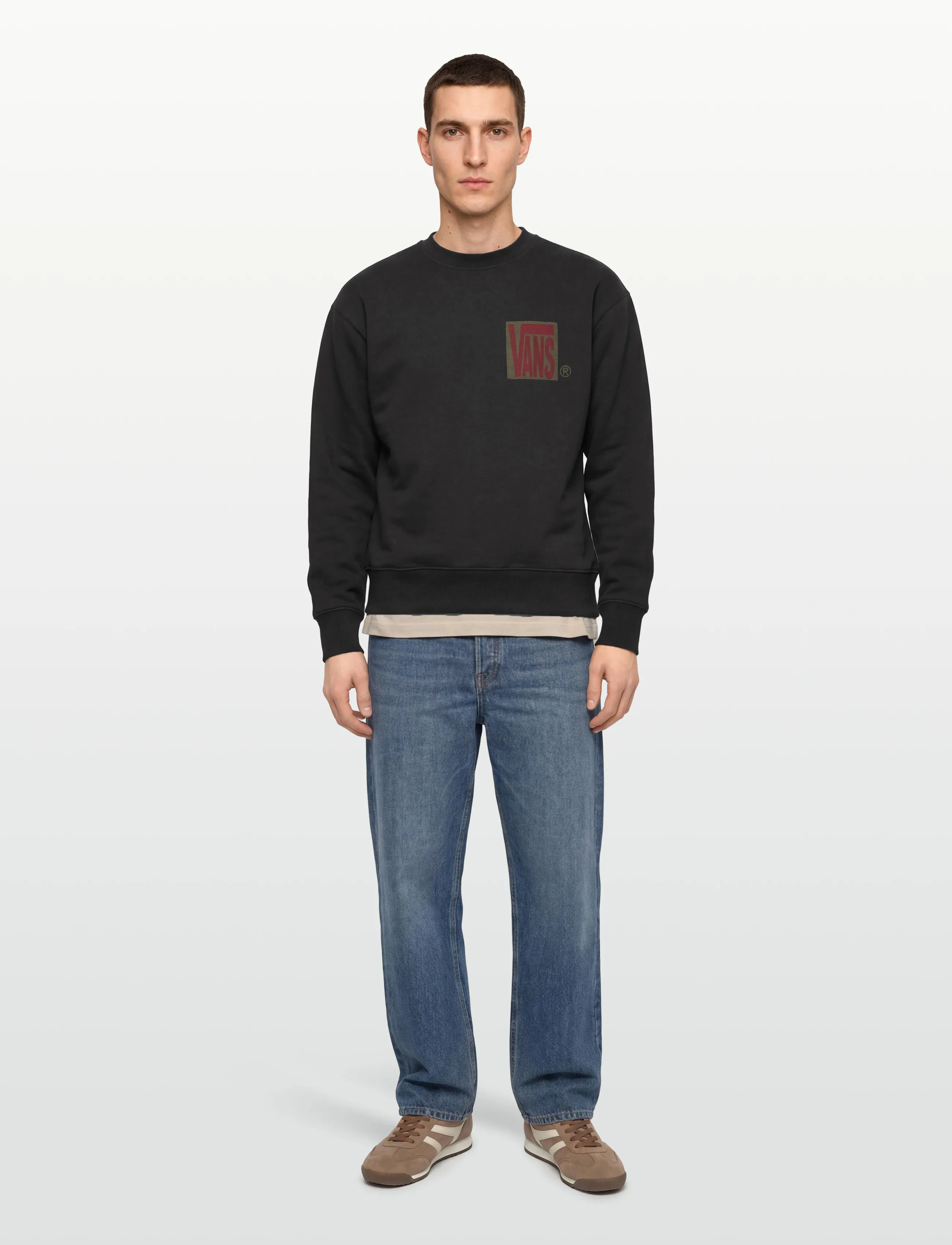 VANS Stretch Stack Crackle Crew, Mænd, Rundhalset Sweatshirt, Sort, Str: XXL
