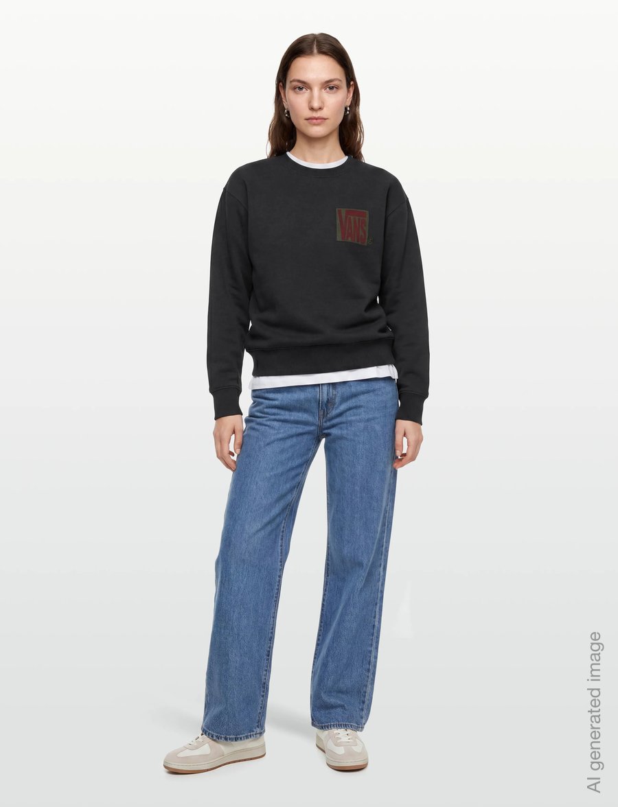 VANS - Stretch Stack Crackle Crew - tops - black - 4