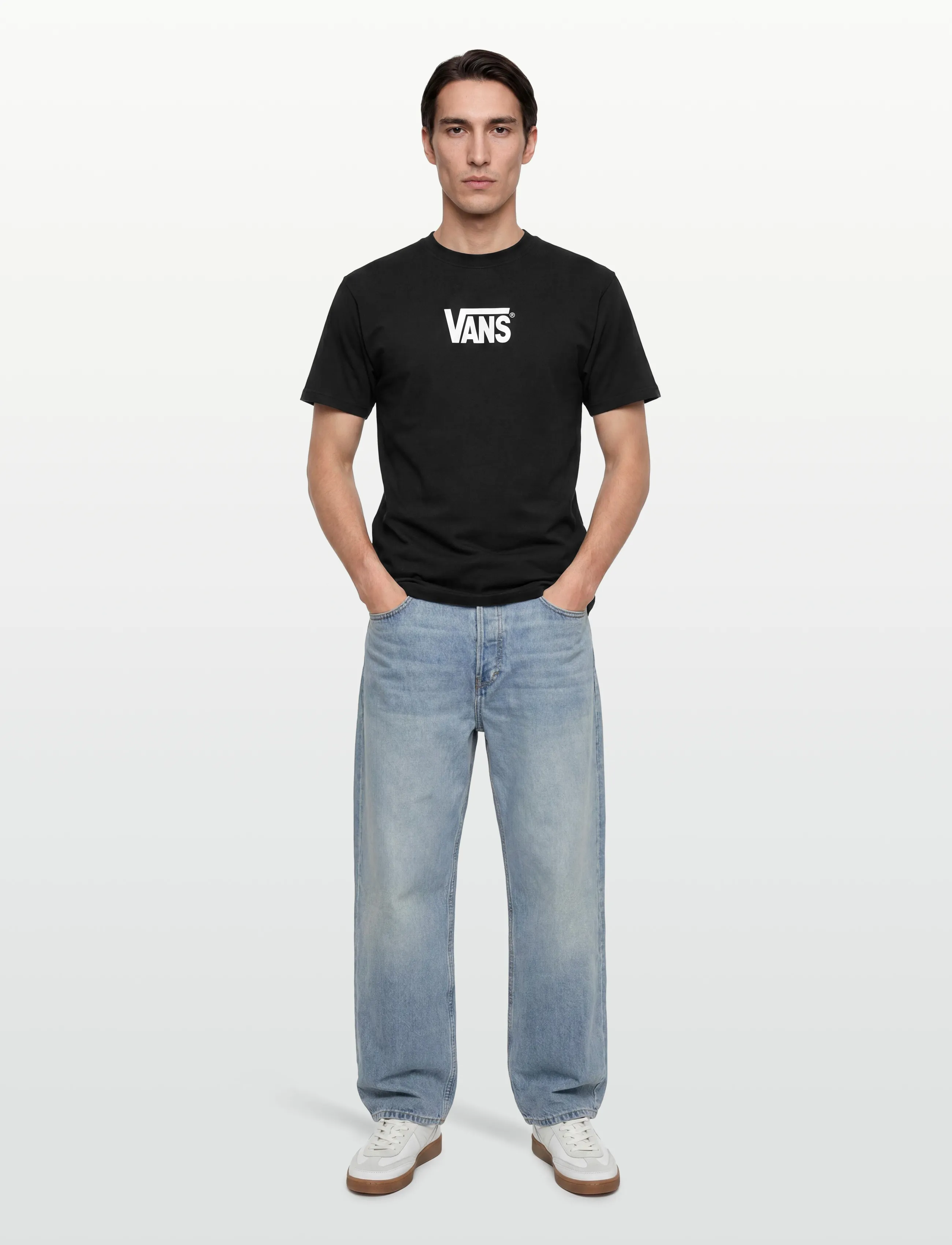VANS Stretch Logo SS Tee - Vans - BLACK/WHITE / black