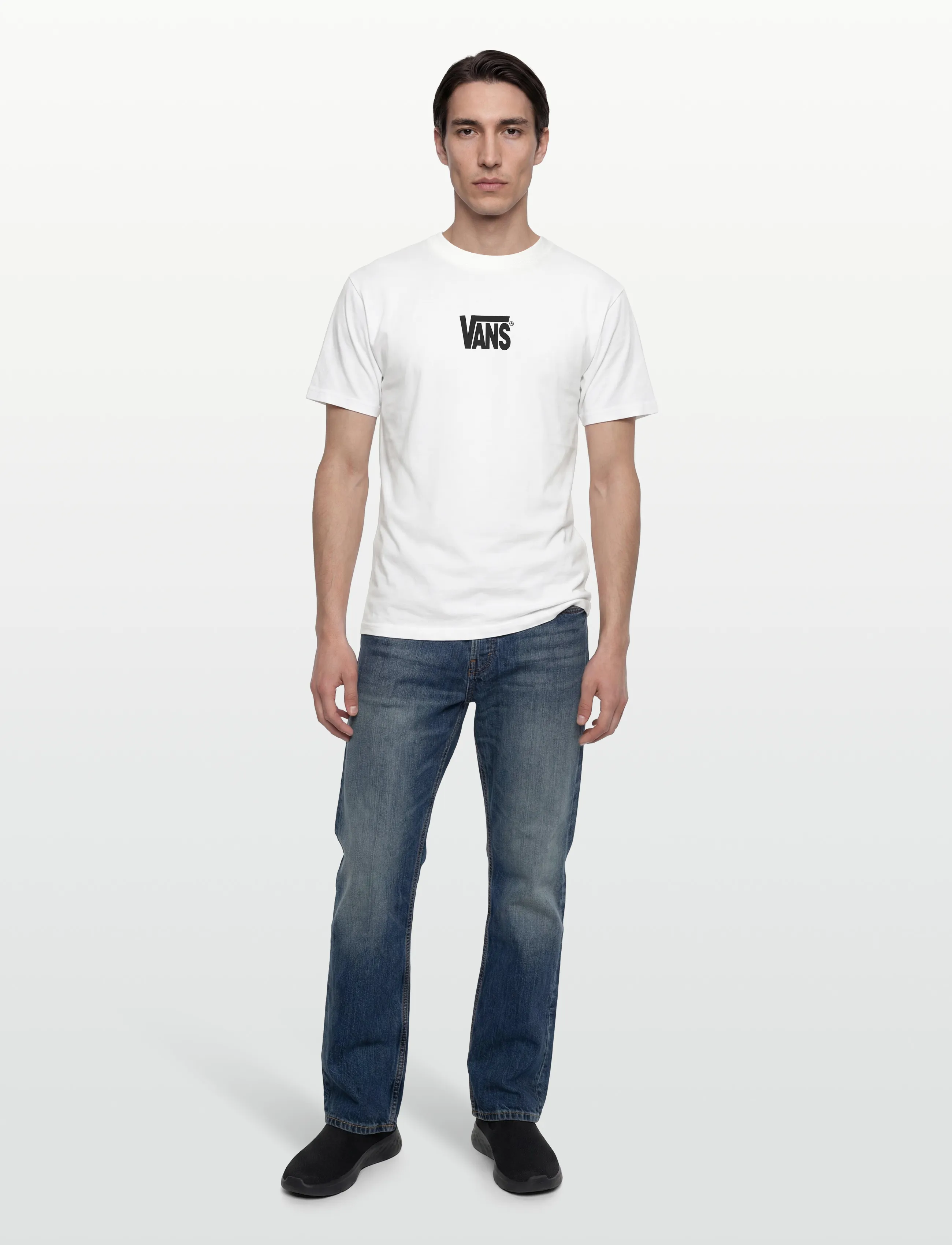 VANS Stretch Logo SS Tee - Vans - WHITE/BLACK / white