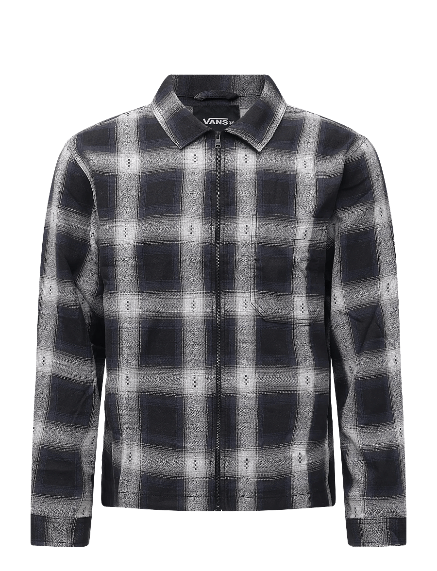 VANS - Larkspur Zip Plaid Flannel Shirt - tops & t-shirts - black - 0