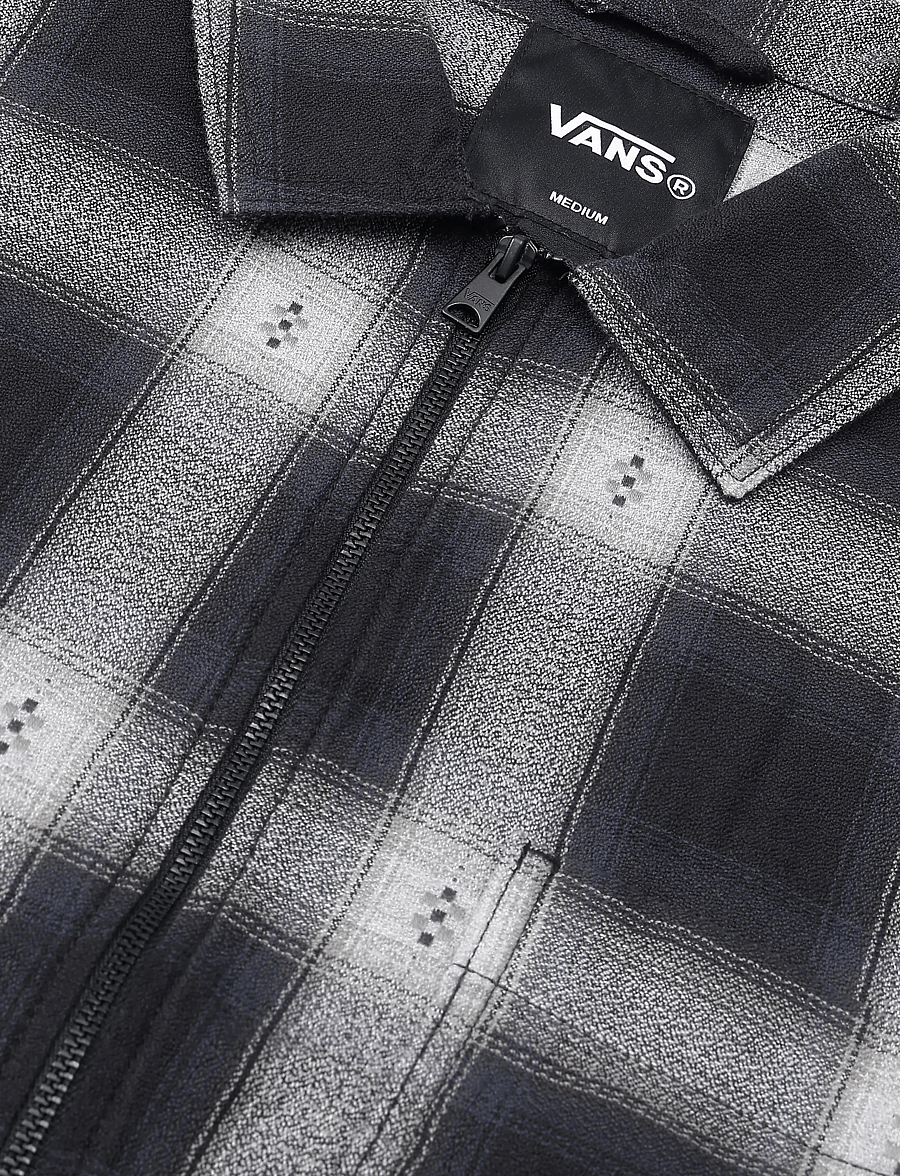 VANS - Larkspur Zip Plaid Flannel Shirt - tops & t-shirts - black - 2
