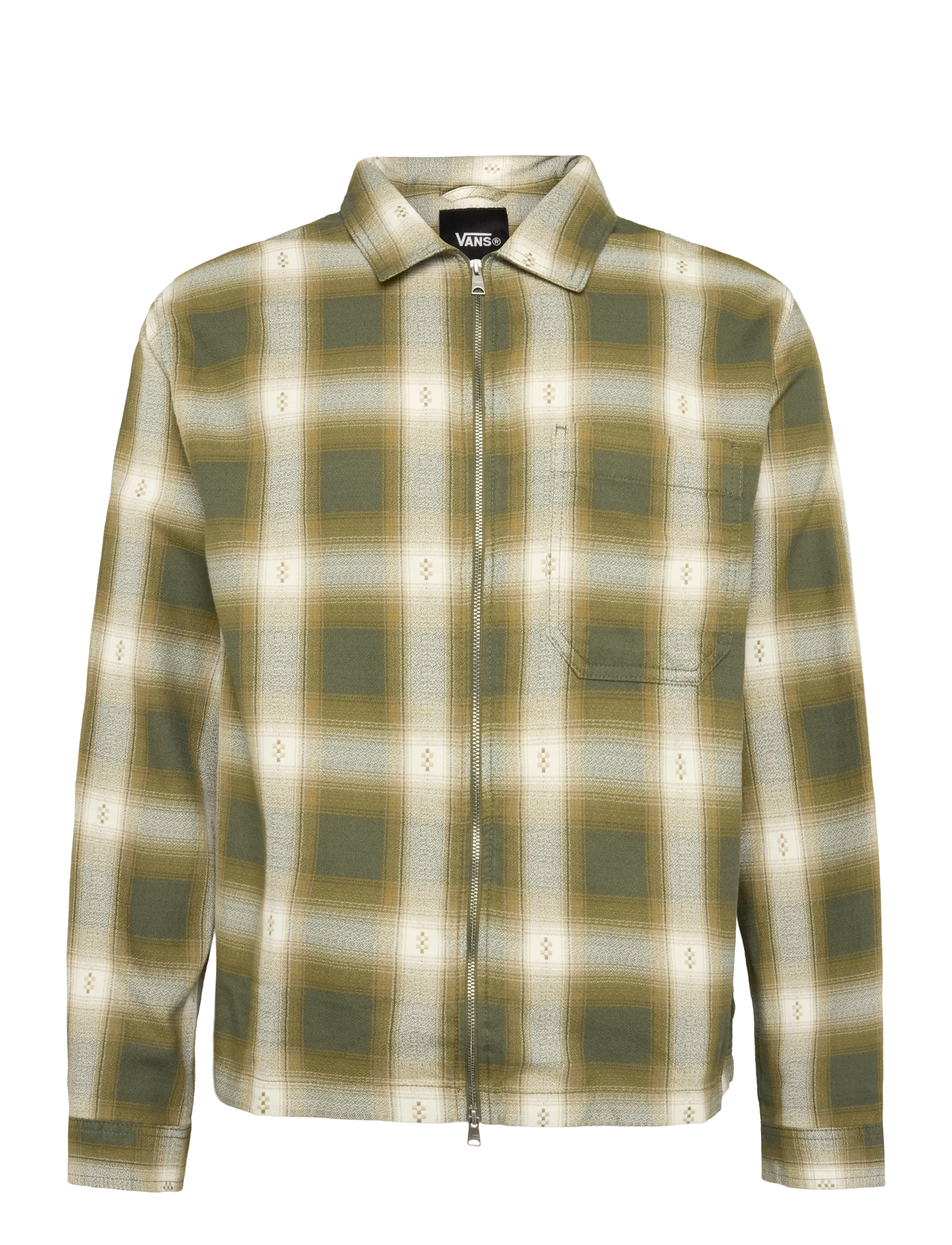 VANS Larkspur Zip Plaid Flannel Shirt - Vans - MOSSY OLIVE / khaki/green