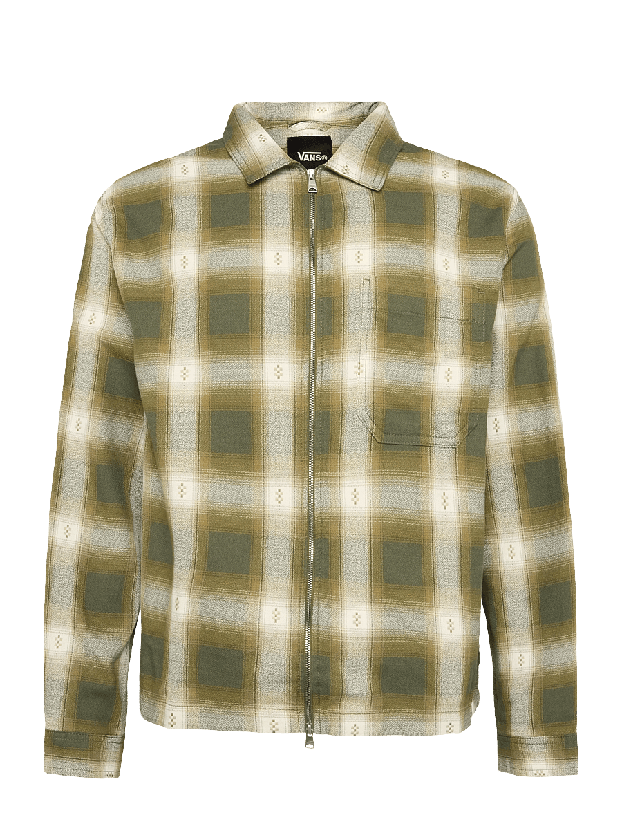 VANS - Larkspur Zip Plaid Flannel Shirt - oberteile & t-shirts - mossy olive - 0