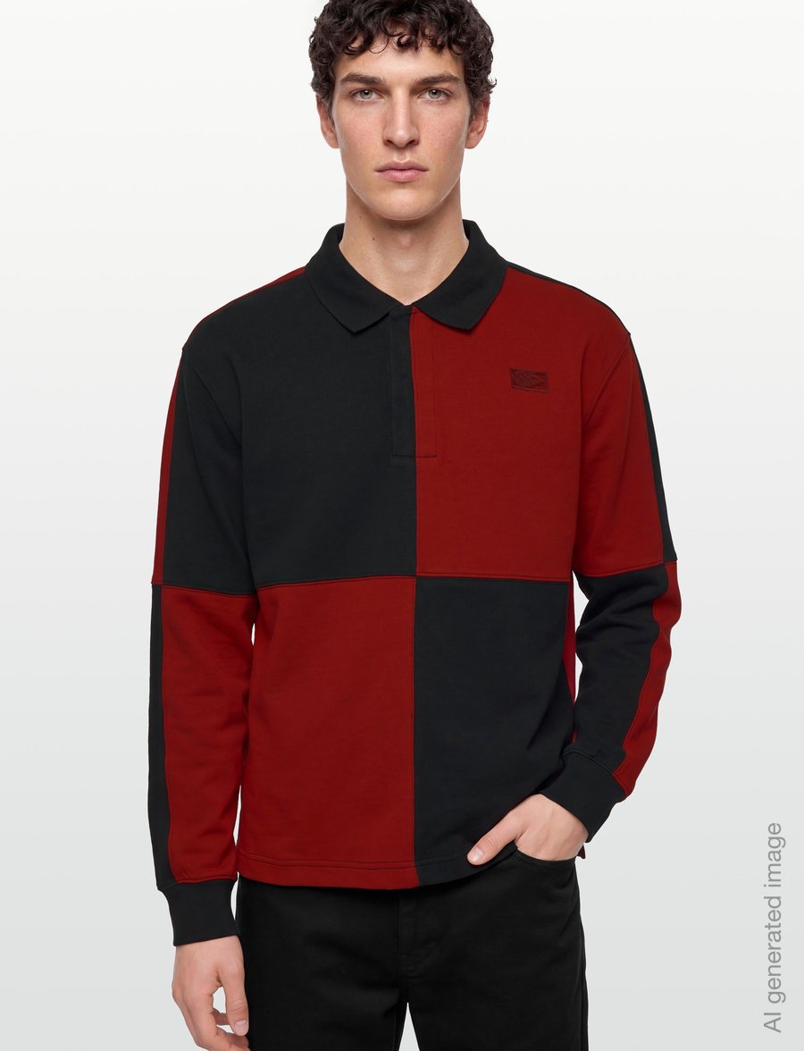 VANS - Check Rugby LS Knit - polos - poppy ember - 3