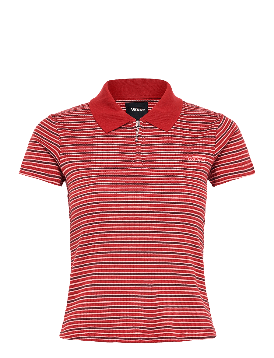 VANS - Priscilla Polo Y/D Stripe SS Top - toppe & t-shirts - poppy ember - 0