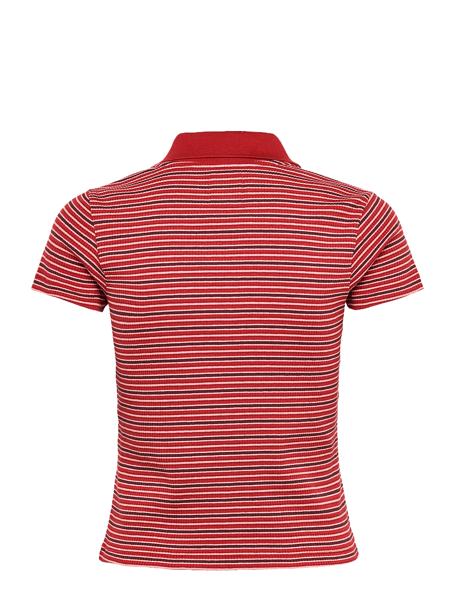 VANS - Priscilla Polo Y/D Stripe SS Top - toppe & t-shirts - poppy ember - 1