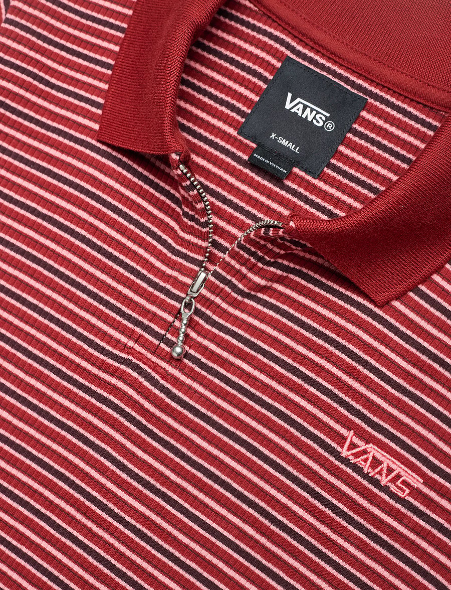VANS - Priscilla Polo Y/D Stripe SS Top - toppe & t-shirts - poppy ember - 2