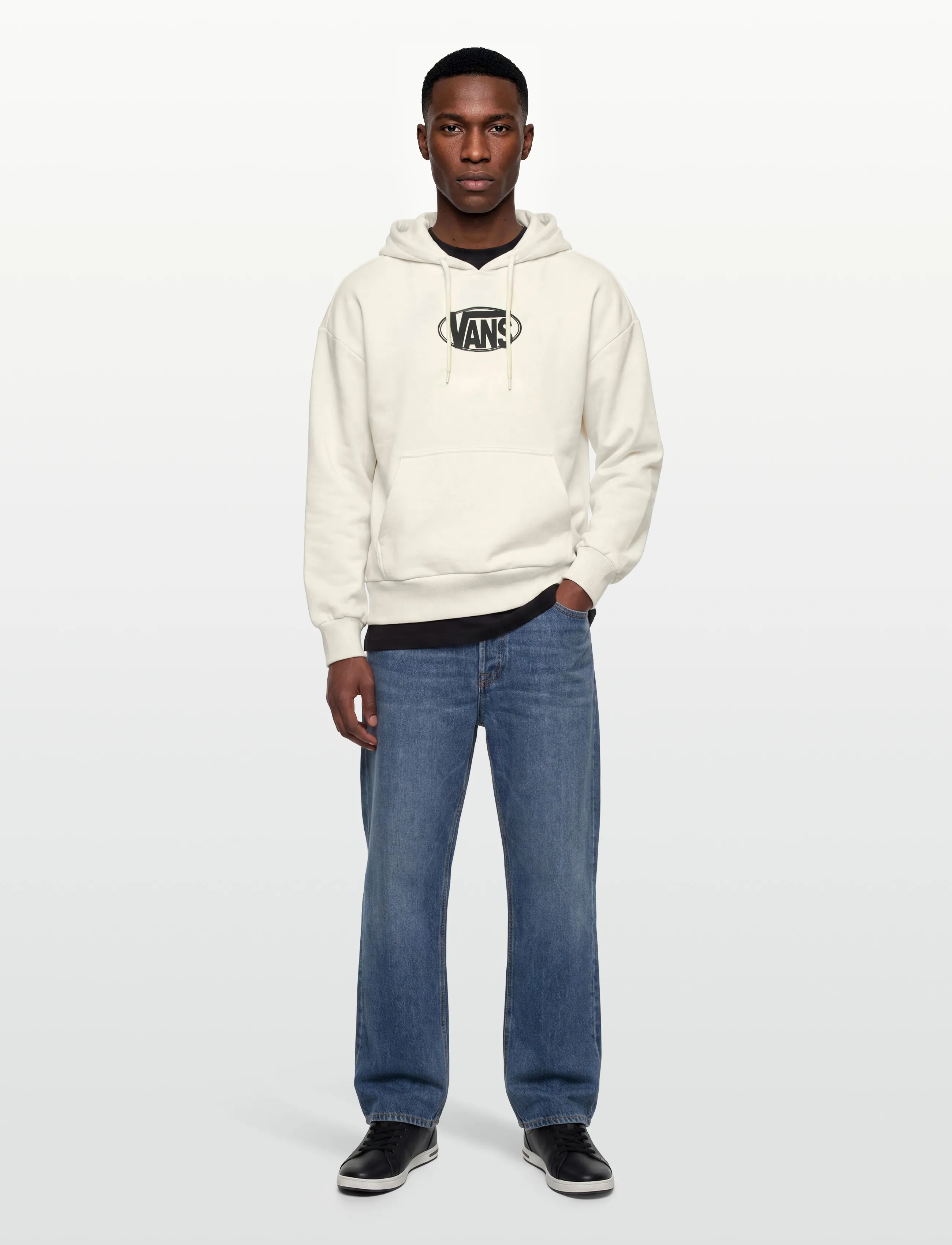 VANS Oval Logo Retro Po, Pullover Hættetrøje, Cream, Str: L