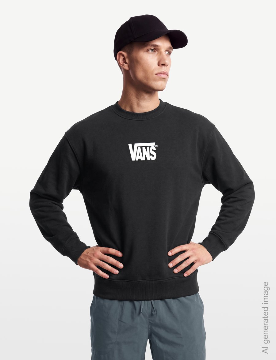 VANS - Stretch Logo Crew - oberteile - black/white - 3