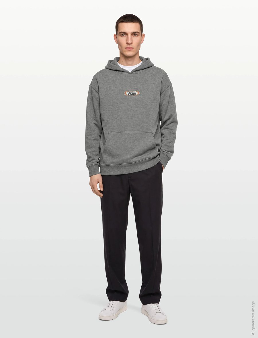 VANS - Cali Stamp Oversized Pullover - huvtröjor - cement heather - 0