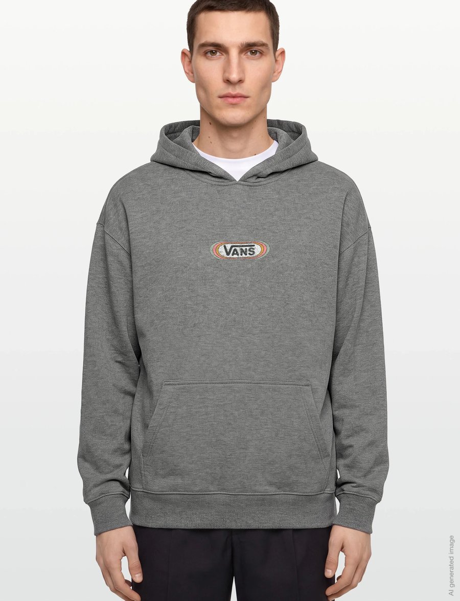 VANS - Cali Stamp Oversized Pullover - huvtröjor - cement heather - 3