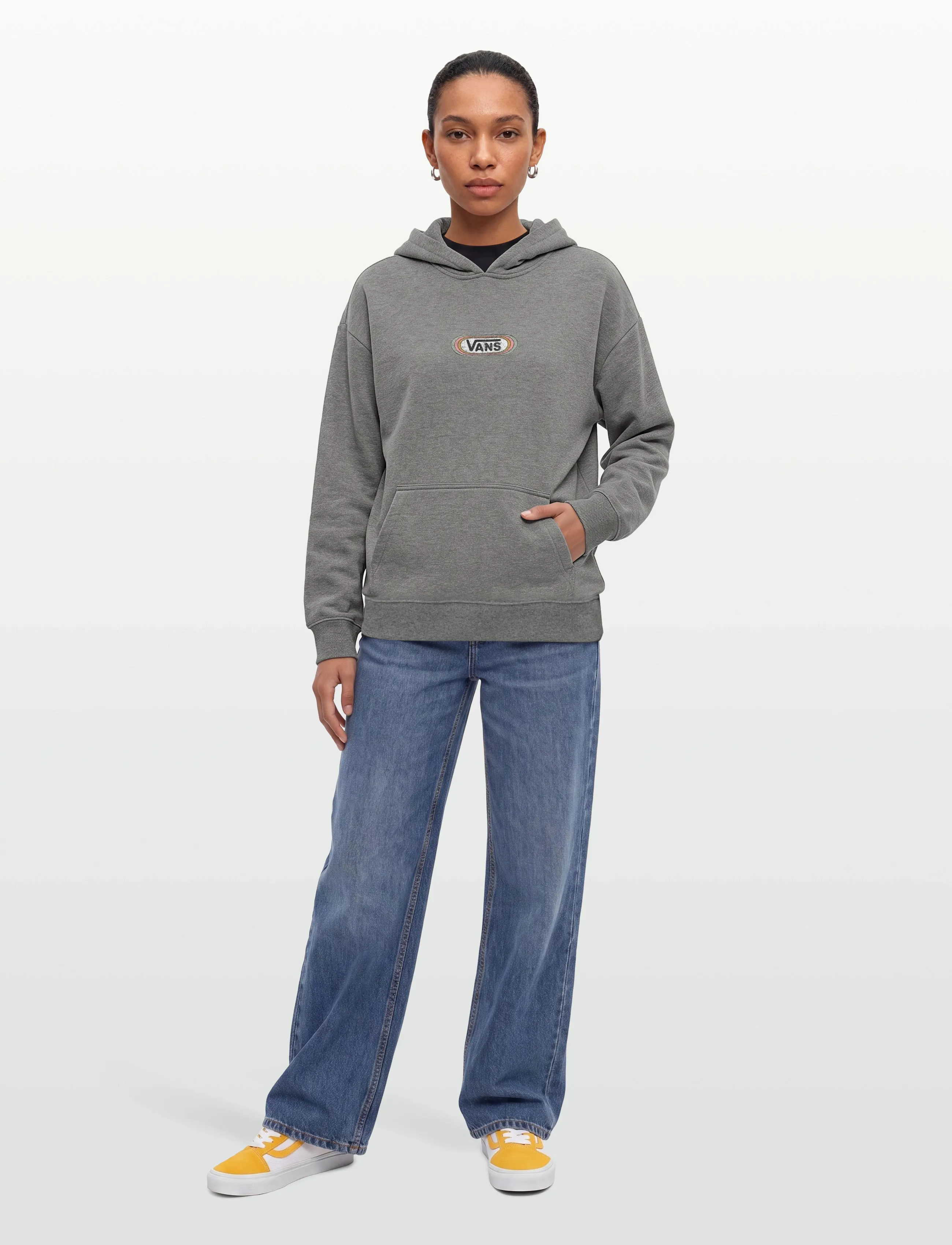 VANS - Cali Stamp Oversized Pullover - huvtröjor - cement heather - 4