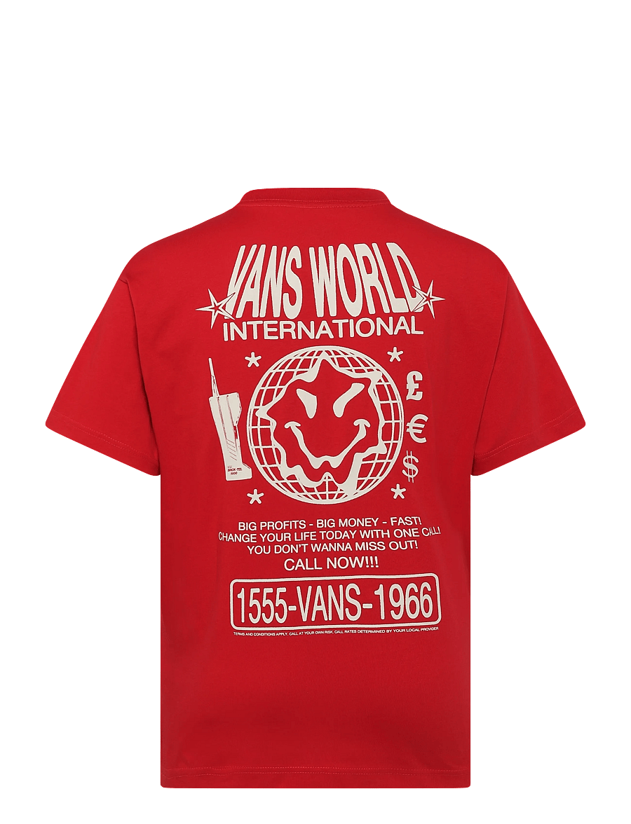 VANS - Vans World Intl SS Tee - palaidinės ir marškinėliai - racing red - 2