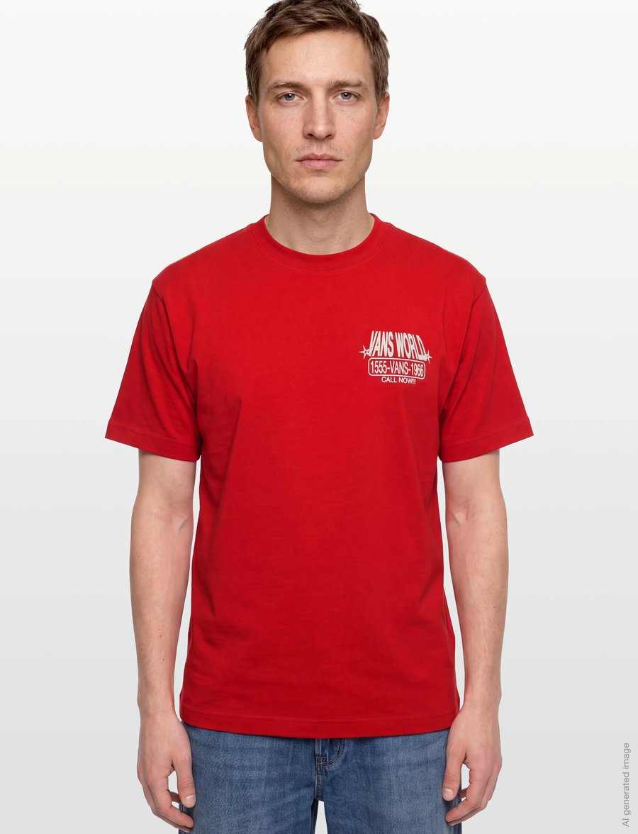 VANS - Vans World Intl SS Tee - palaidinės ir marškinėliai - racing red - 3