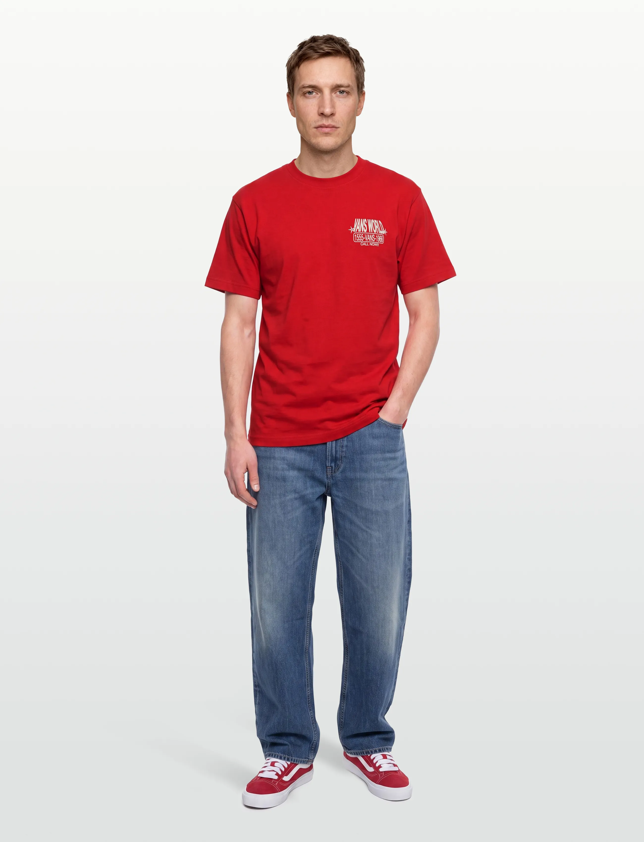 VANS - Vans World Intl SS Tee - palaidinės ir marškinėliai - racing red - 4