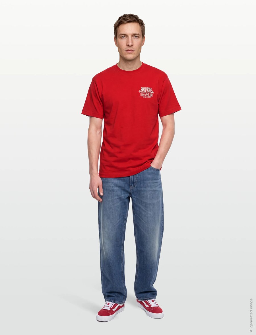 VANS - Vans World Intl SS Tee - palaidinės ir marškinėliai - racing red - 4
