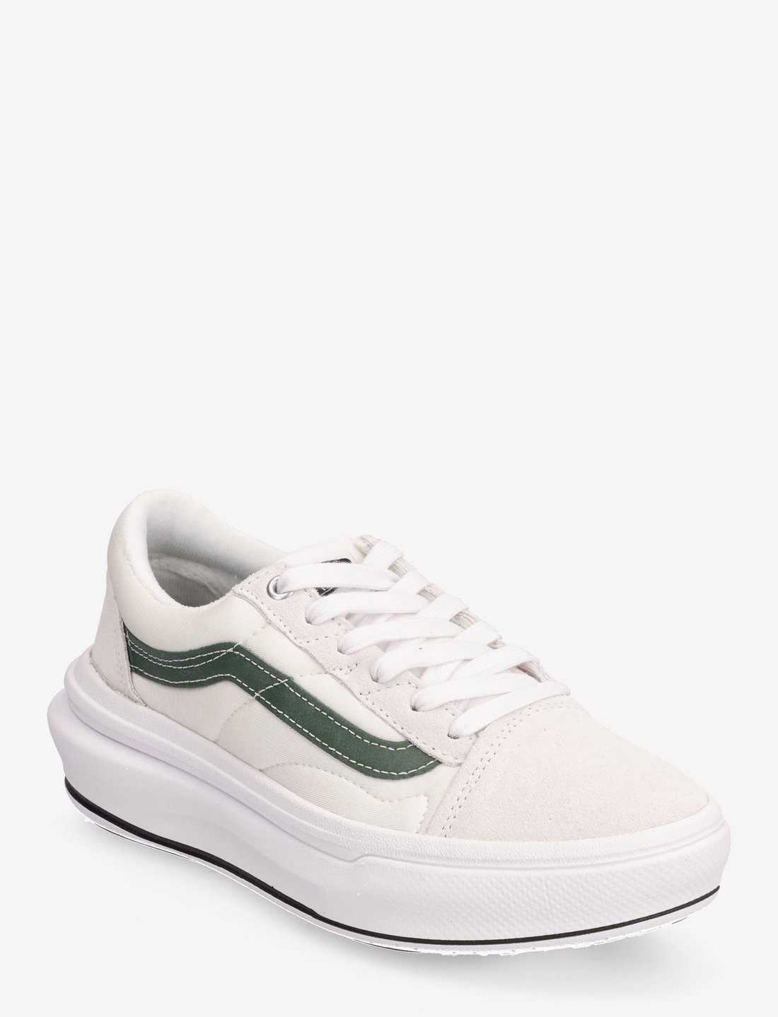 White old skool vans with green stripe on sale