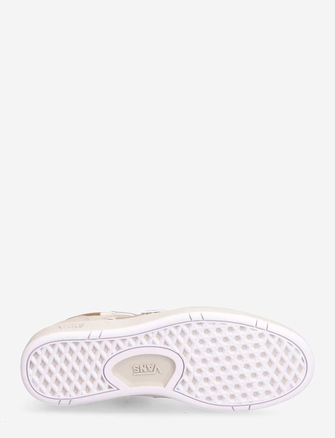 White vans sales with tan bottom