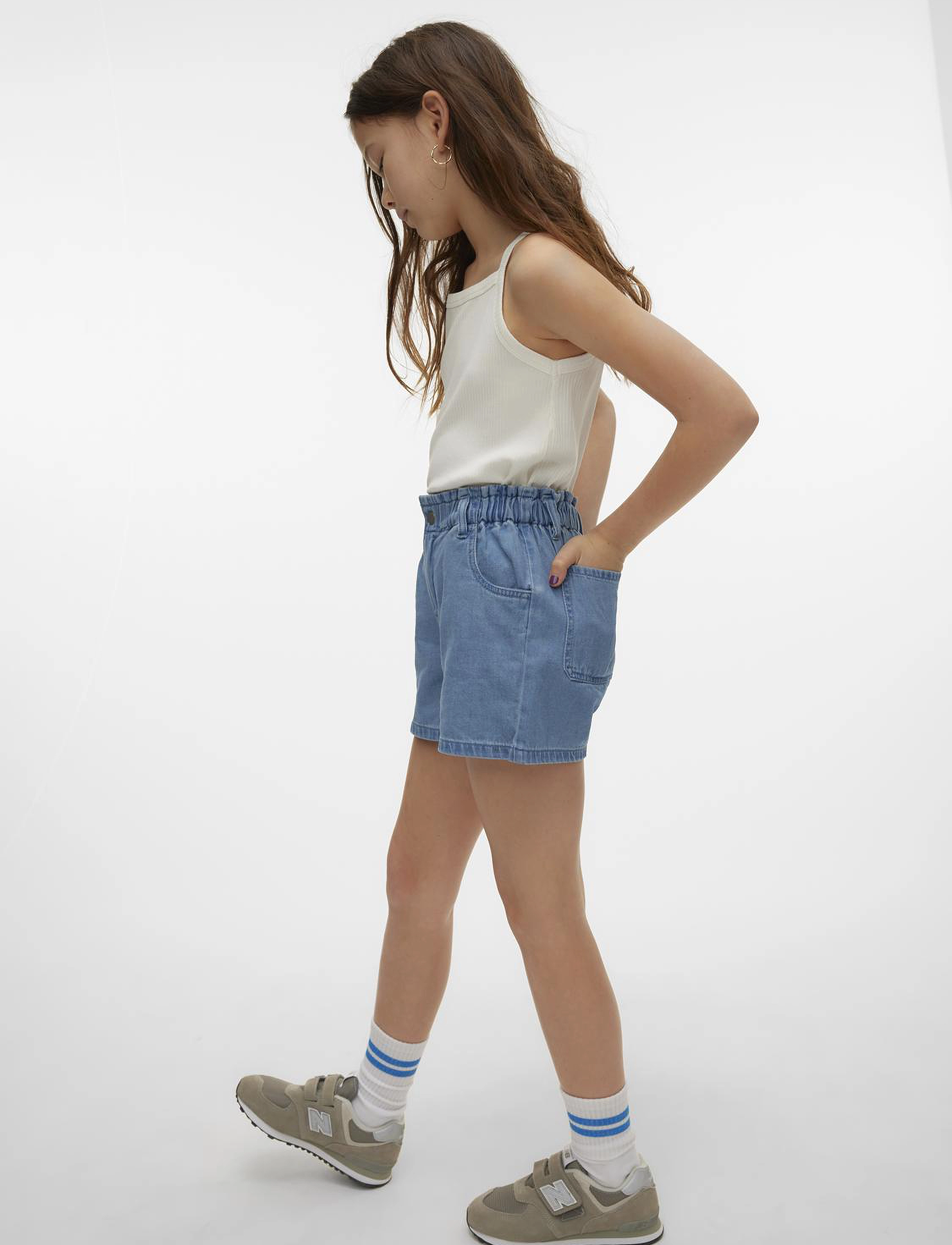 Vero Moda Girl - VMMARIE PAPERBAG SHORTS GIRL - light blue denim - 3
