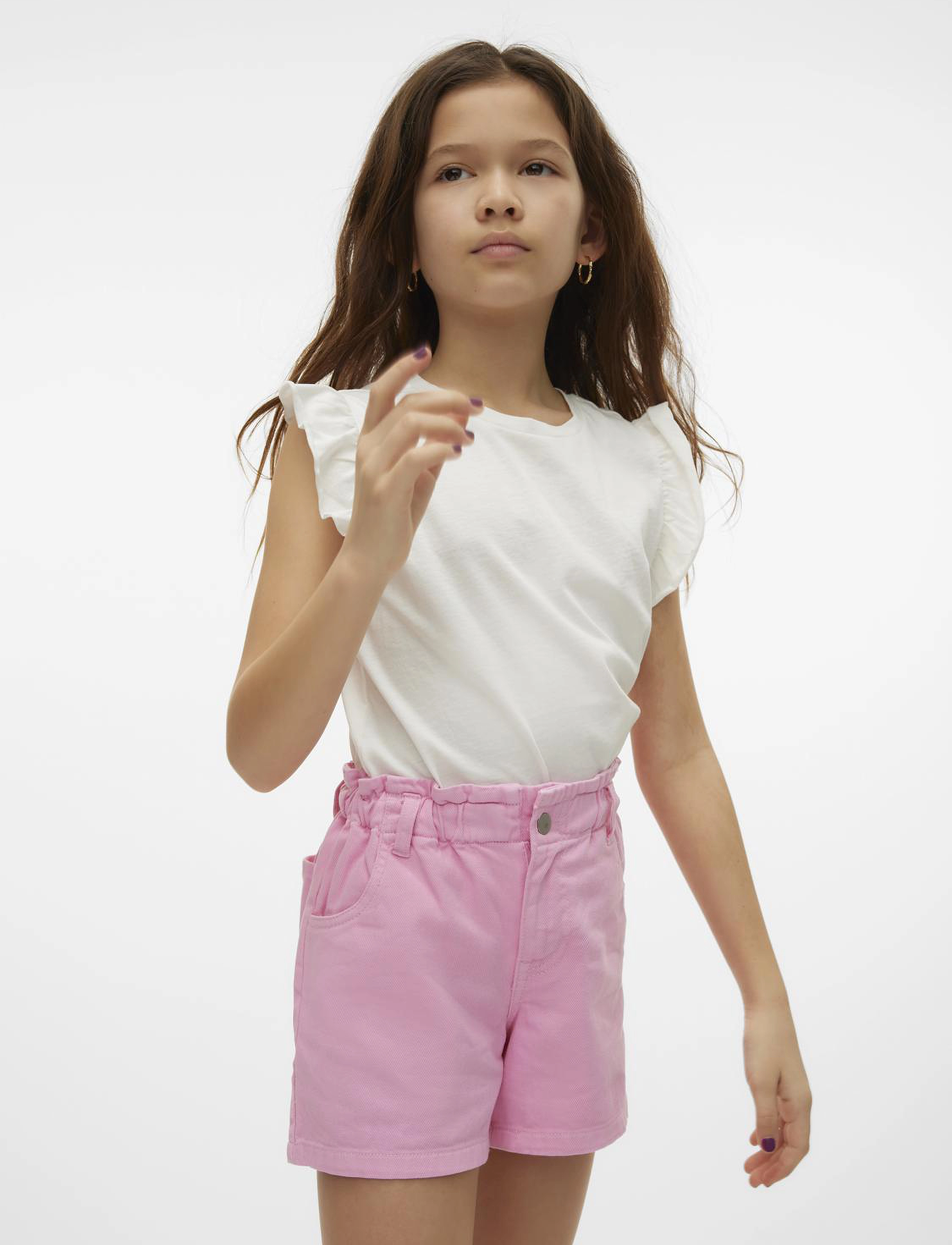 Vero Moda Girl - VMEMILY SL FRILL TOP JRS GIRL - snow white - 2