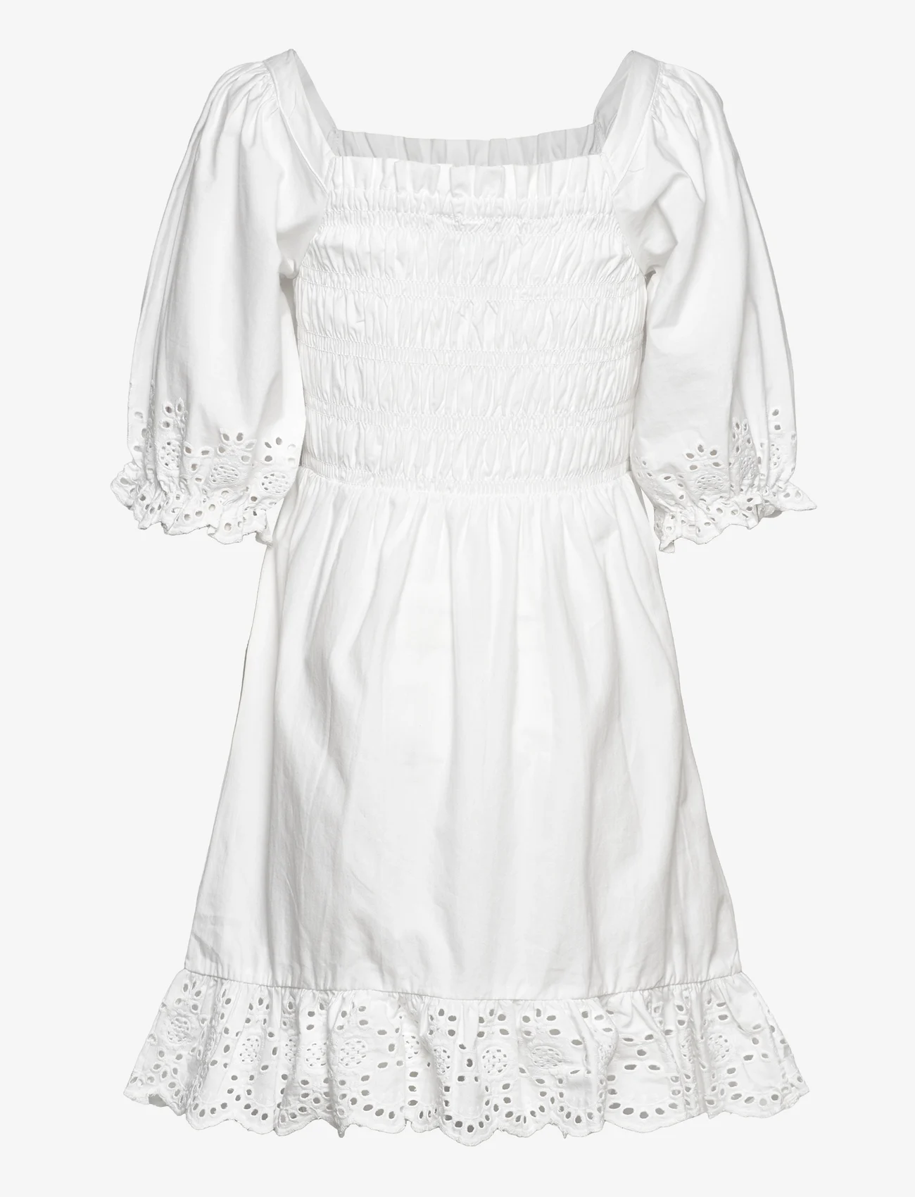 Vero Moda Girl - VMCAITLYN 2/4 SMOCK DRESS WVN GIRL - kortermede hverdagskjoler - bright white - 1