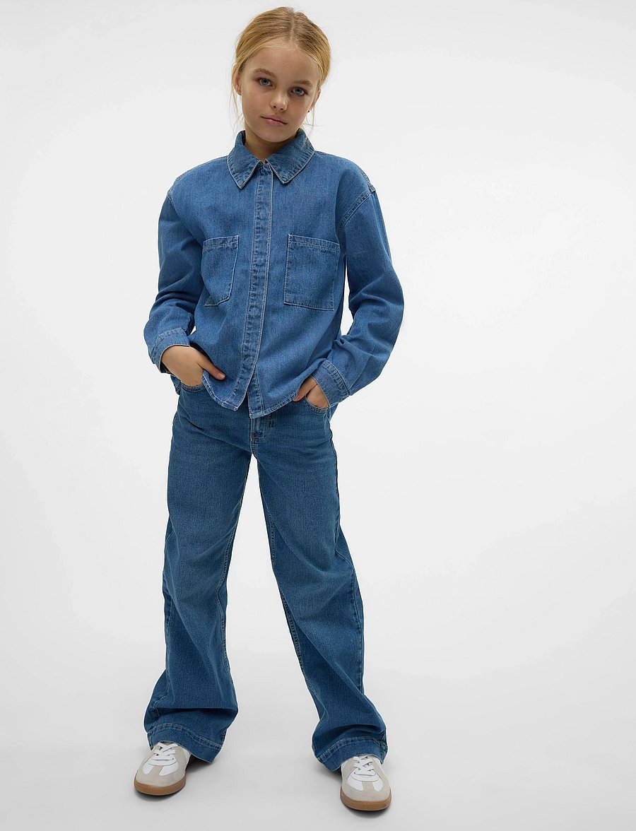 Vero Moda Girl - VMDAISY WIDE DENIM JNS MIX GIRL NOOS - jeans bootcut - medium blue denim - 4