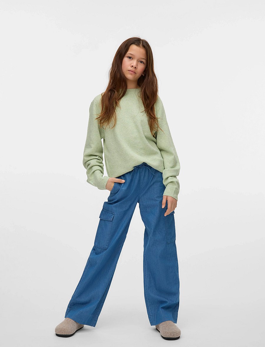 Vero Moda Girl - VMDOFFY LS O-NECK BLOUSE GA NOOS GIRL - trøjer - reseda - 0