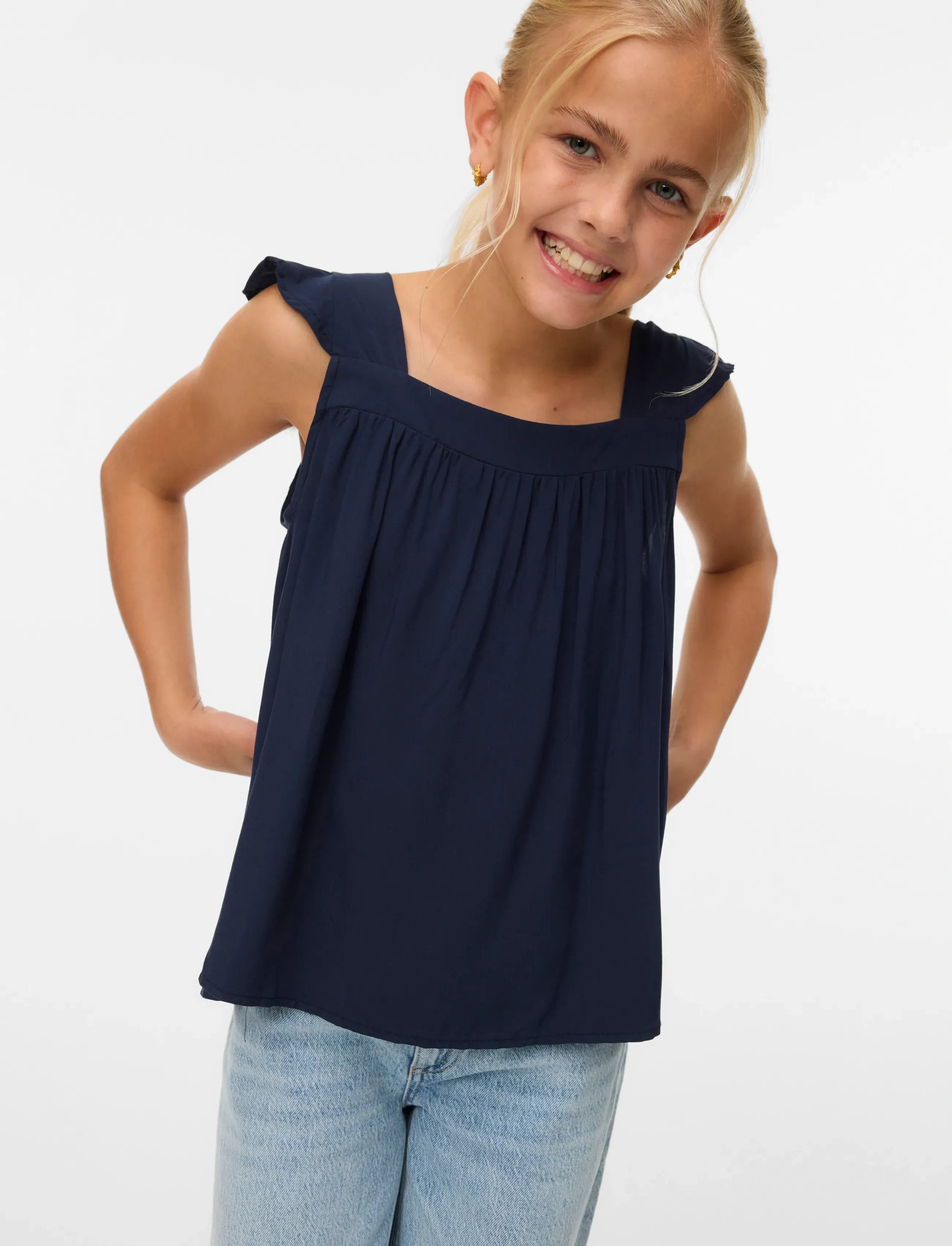 Vero Moda Girl - VMRUSK SS TOP WVN GIRL - navy blazer - 4