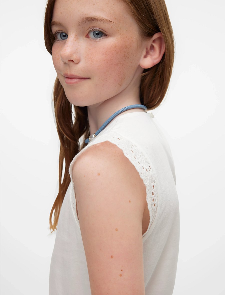 Vero Moda Girl - VMEMILY SL GATHERING TOP JRS GIRL NOOS - chemisiers & tuniques - snow white - 3