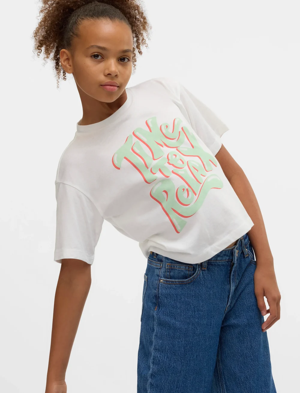 Vero Moda Girl - VMPASTEL CROPPED SS TOP BOX GIRL - lühikeste varrukatega t-särgid - snow white - 1