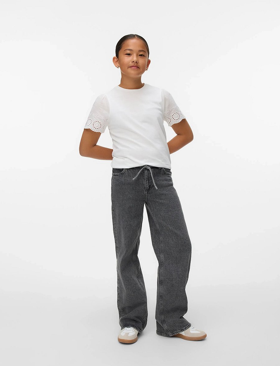 Vero Moda Girl - VMEMILY SS O-NECK TOP JRS GIRL NOOS - t-shirts à manches courtes - snow white - 0