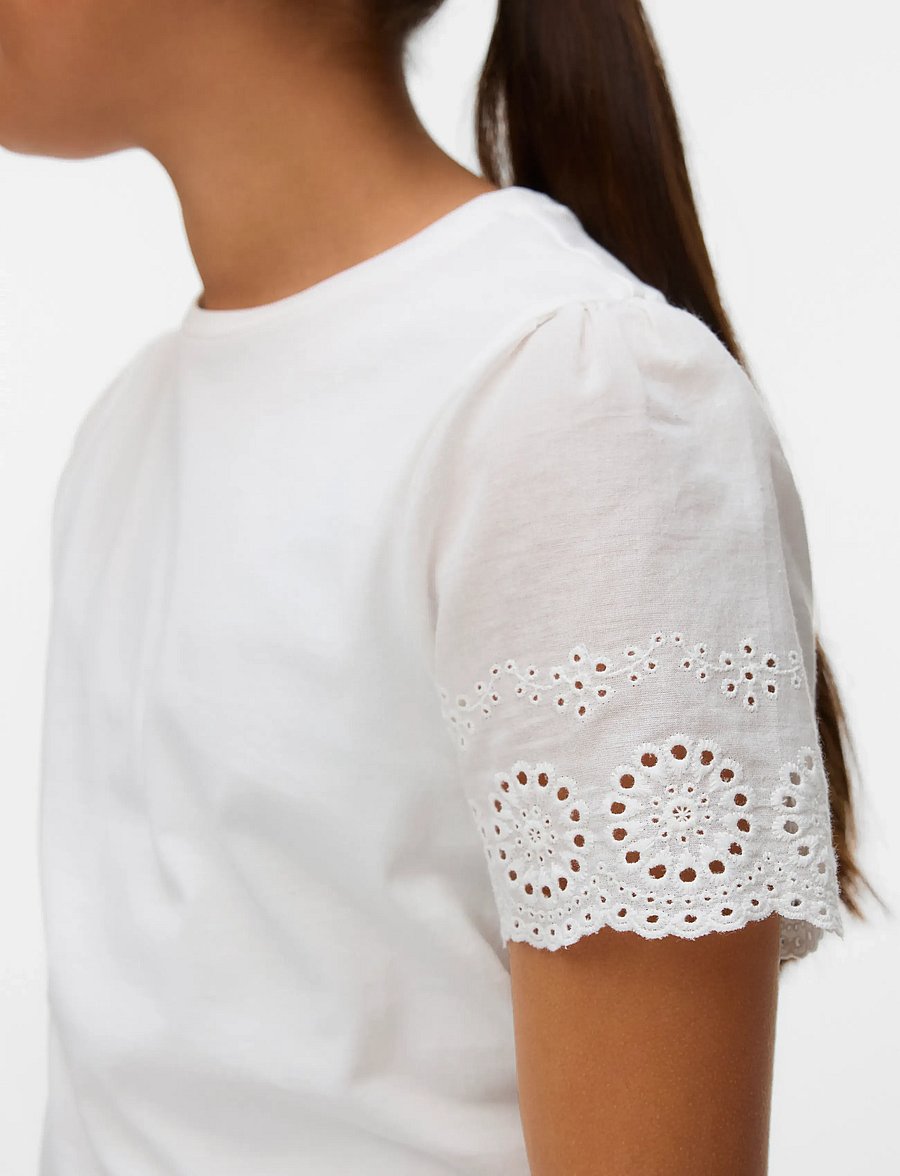 Vero Moda Girl - VMEMILY SS O-NECK TOP JRS GIRL NOOS - t-shirts à manches courtes - snow white - 4