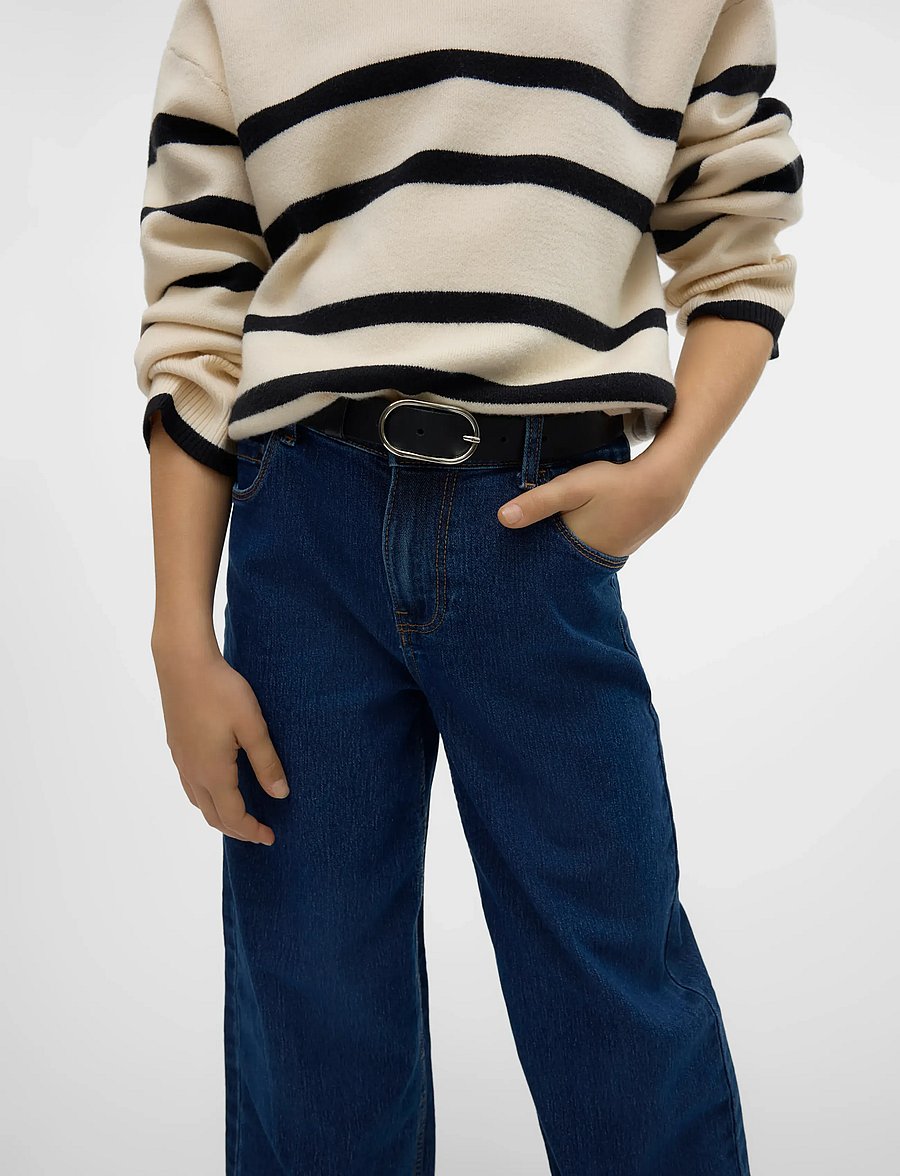 Vero Moda Girl - VMDAISY HR WIDE DNM JNS VI3440 GIRL NOOS - pantalons larges - dark blue denim - 3