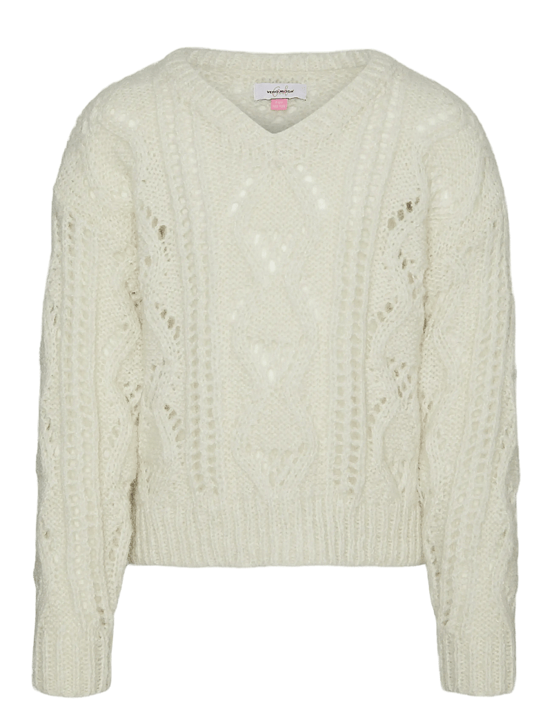 Vero Moda Girl - VMNEWERINSTRUCTURE LS V-NK PULL GIRL - stickade tröjor - birch - 0