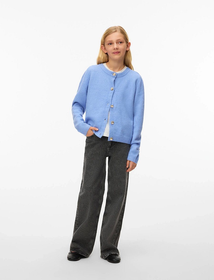 Vero Moda Girl - VMFIONA LS SHORT BUTTON CARDI BOO GIRL - leichte jacken - brunnera blue - 0