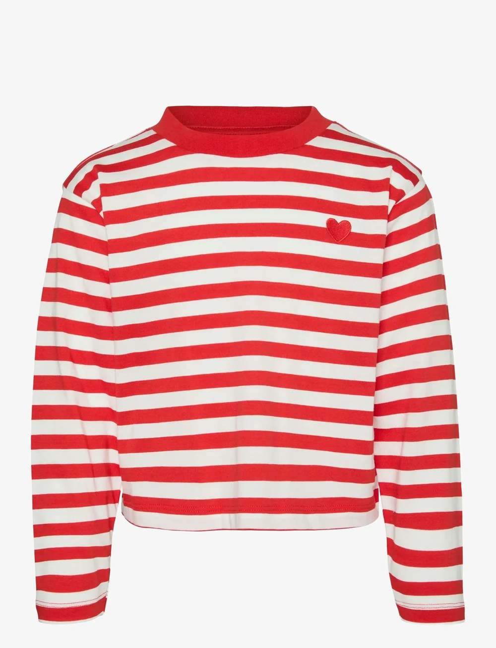 Vero Moda Girl - VMLEILA STRIPE LS SHORT TOP GIRL NOOS - pikkade varrukatega t-särgid - snow white - 1