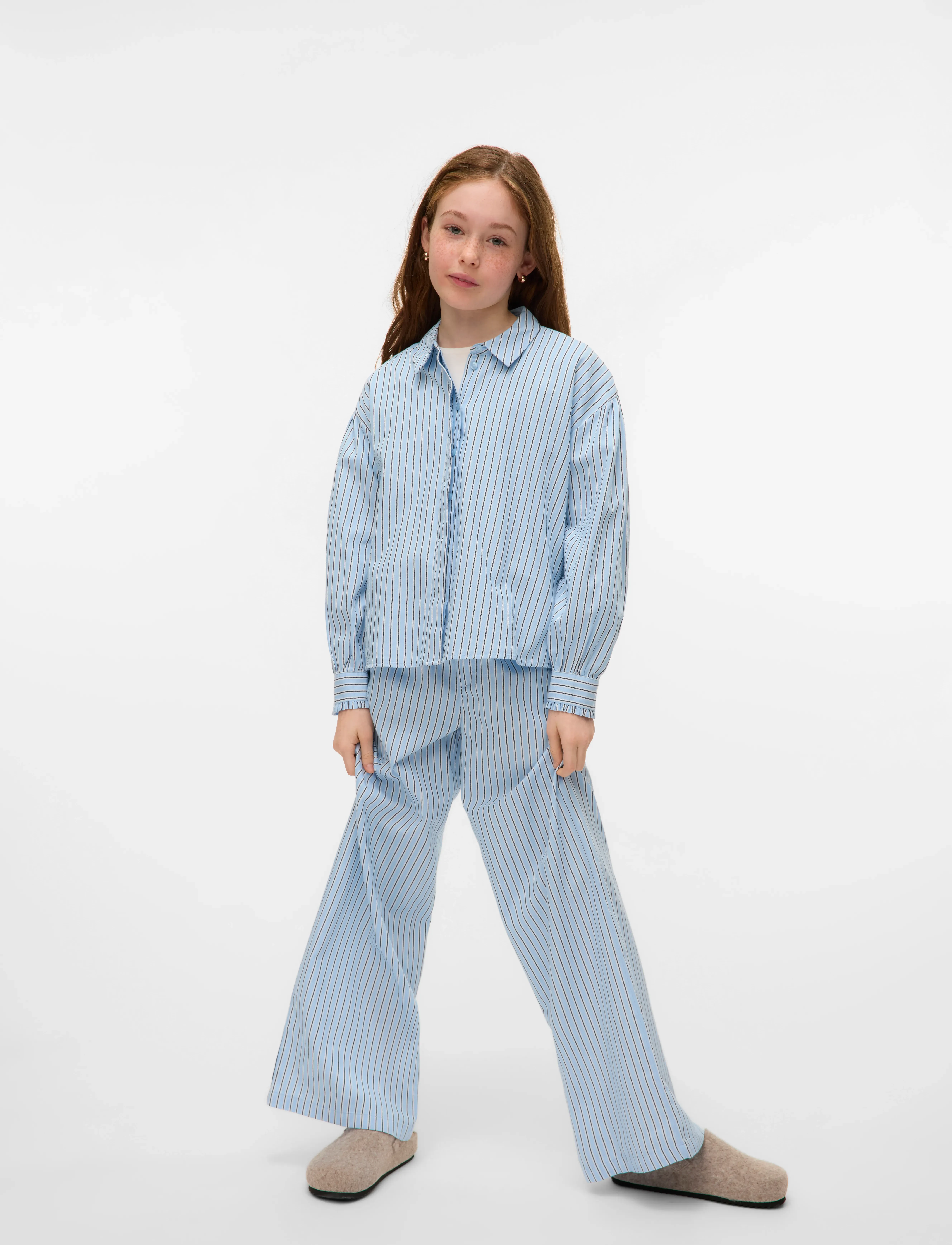 Vero Moda Girl - VMPINNYS WIDE PANT WVN GIRL - pantalons - airy blue - 3