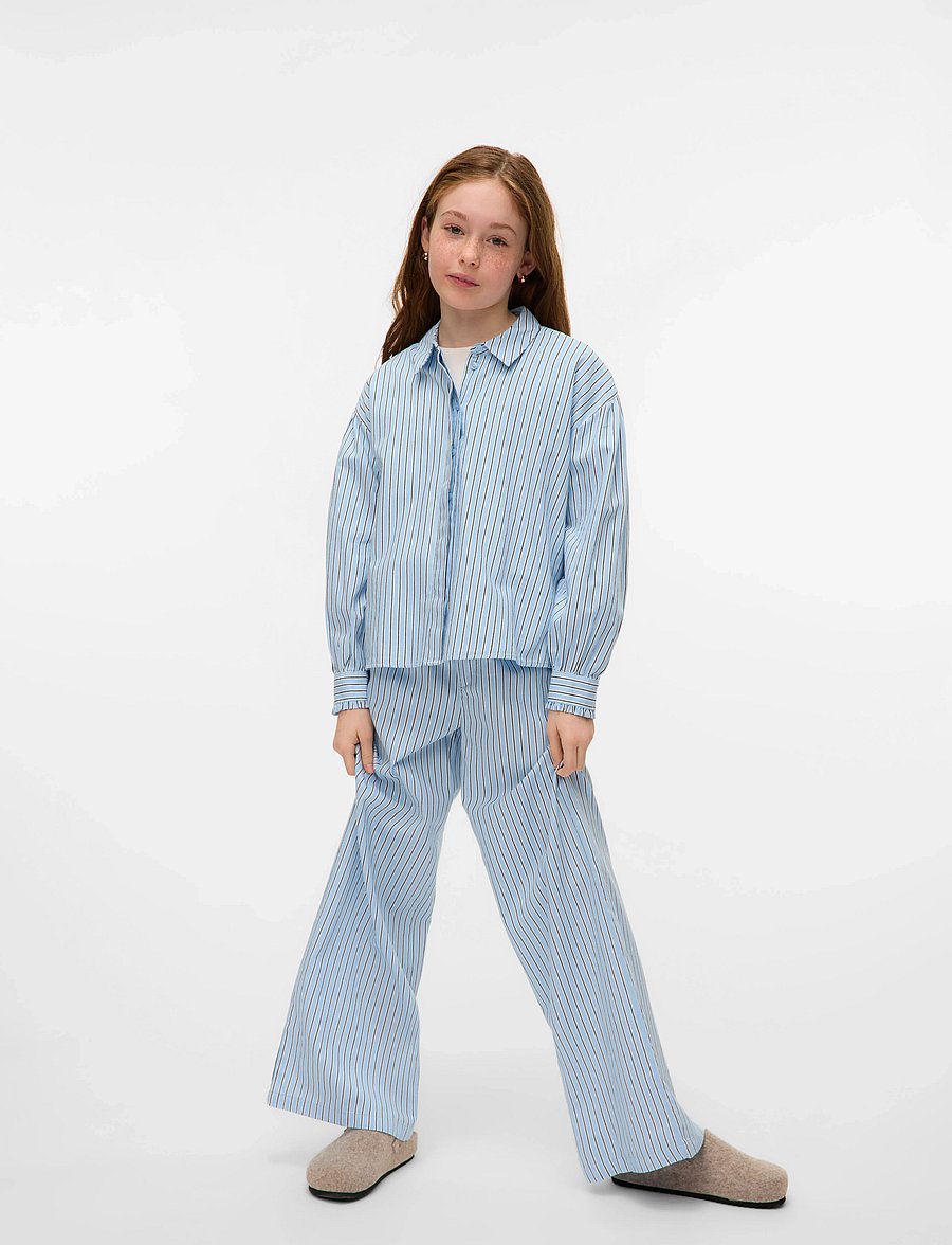 Vero Moda Girl - VMPINNYS WIDE PANT WVN GIRL - byxor - airy blue - 3