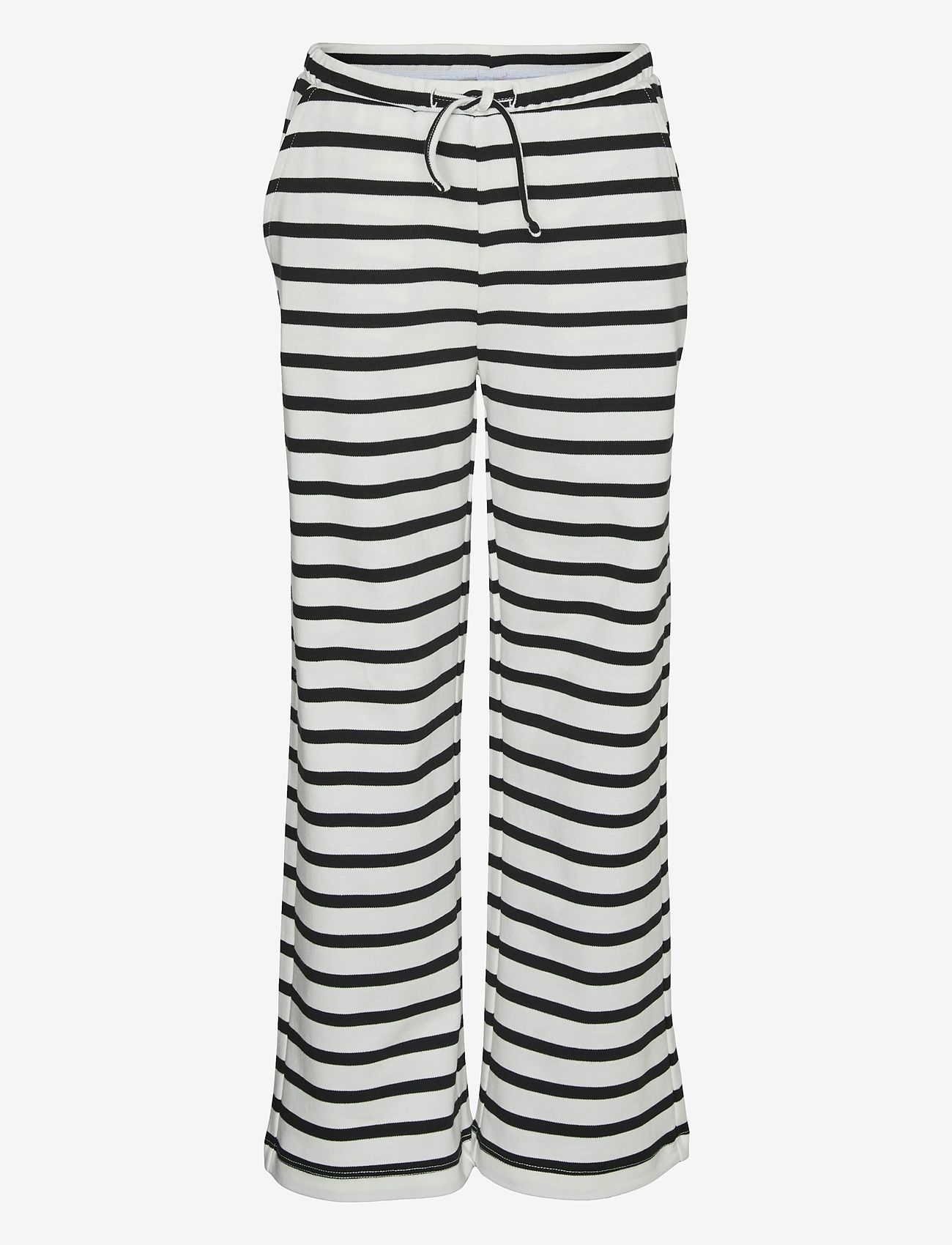 Vero Moda Girl - VMTALA STRIPE HW WIDE PANT JRS GIRL - mjukisbyxor - snow white - 0