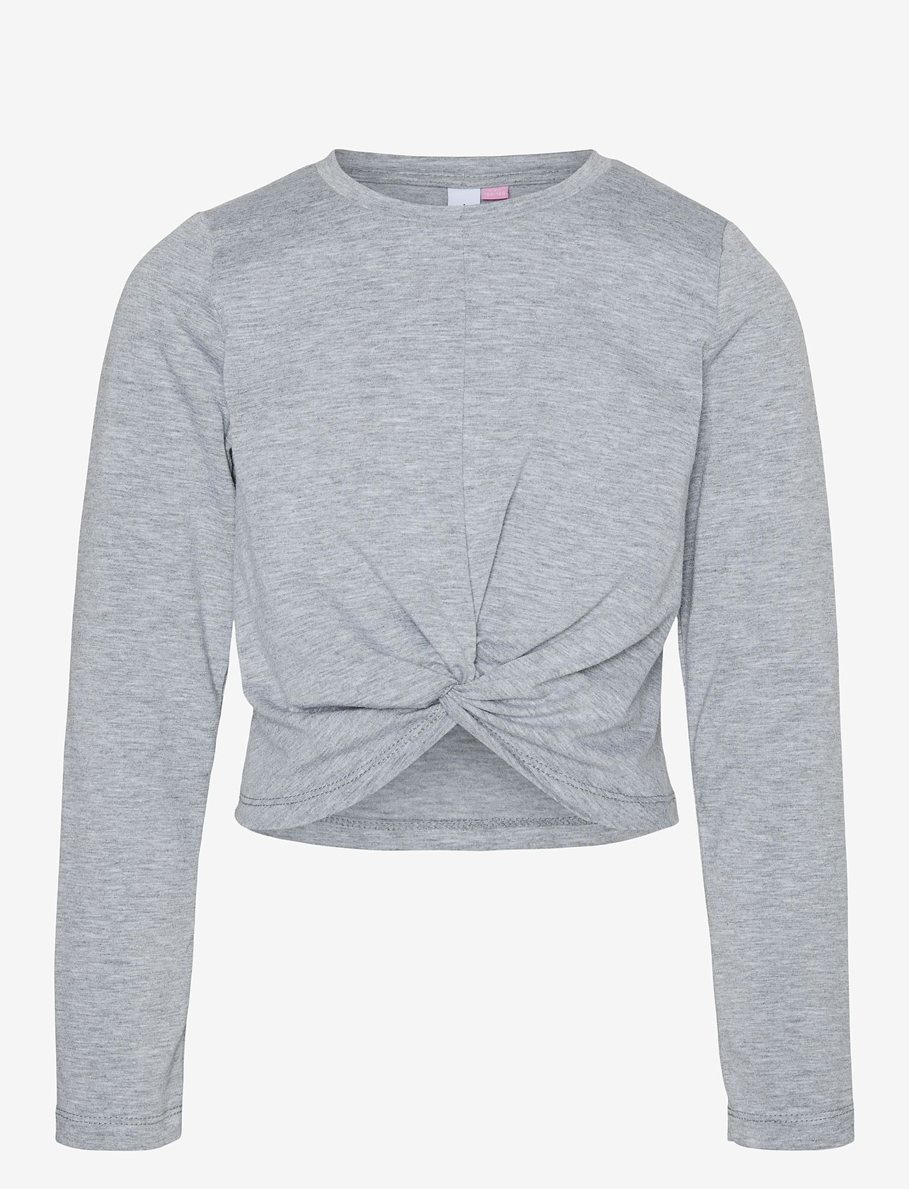 Vero Moda Girl - VMJOY LS KNOT TOP JRS GIRL - langærmede t-shirts - light grey melange - 0