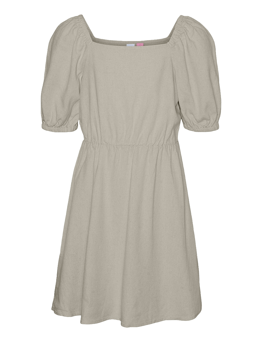 Vero Moda Girl - VMMYMILO S/S SHORT DRESS WVN GA GIRL - kort-ermede kjoler i avslappet stil - silver lining - 1