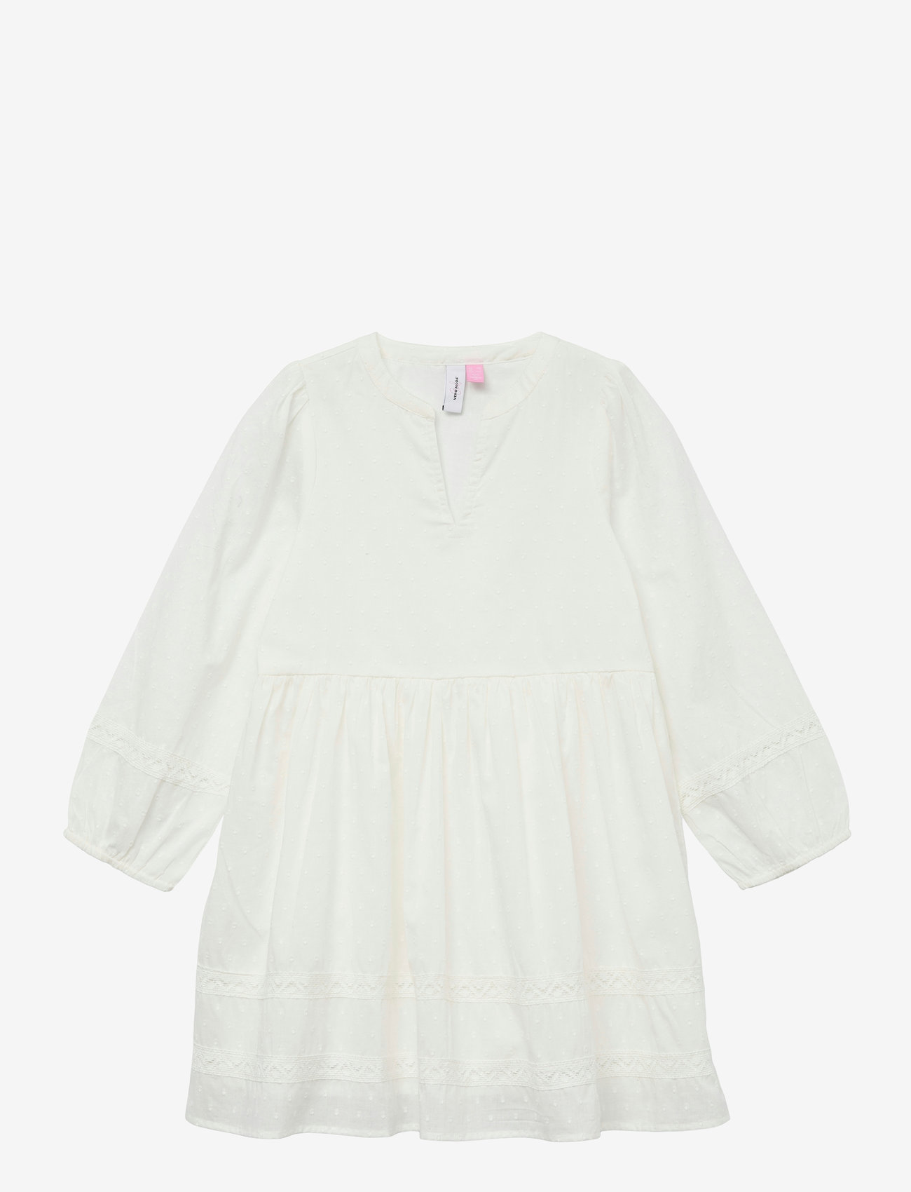Vero Moda Girl - VMTRINE LS LACE SHORT DRESS WVN GA GIRL - dresses - snow white - 0