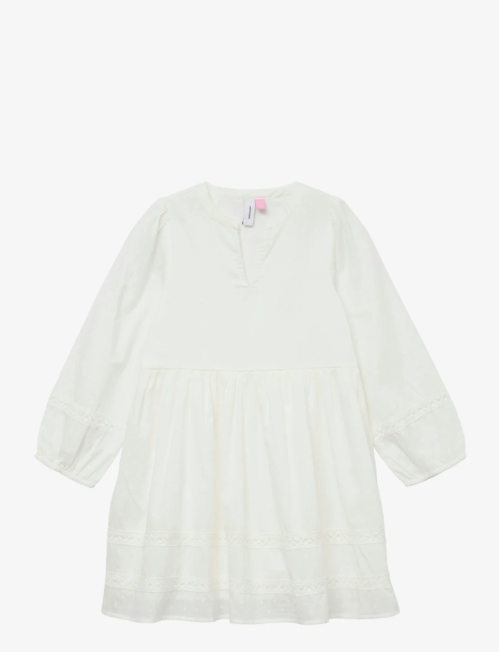 Vero Moda Girl - VMTRINE LS LACE SHORT DRESS WVN GA GIRL - kleidid - snow white - 0