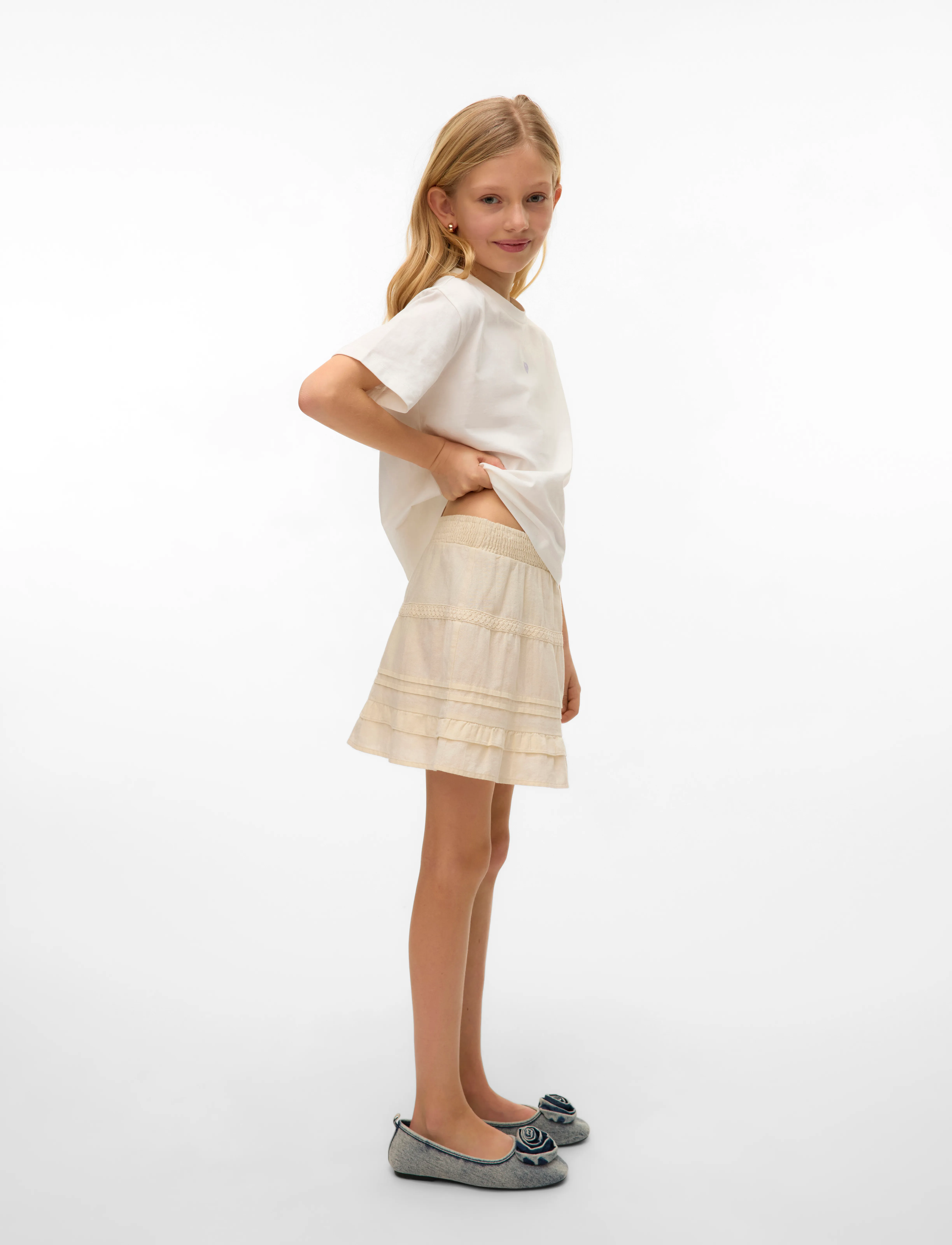 Vero Moda Girl - VMPRETTY SHORT SKIRT WVN GA GIRL - jupes courtes - oatmeal - 2
