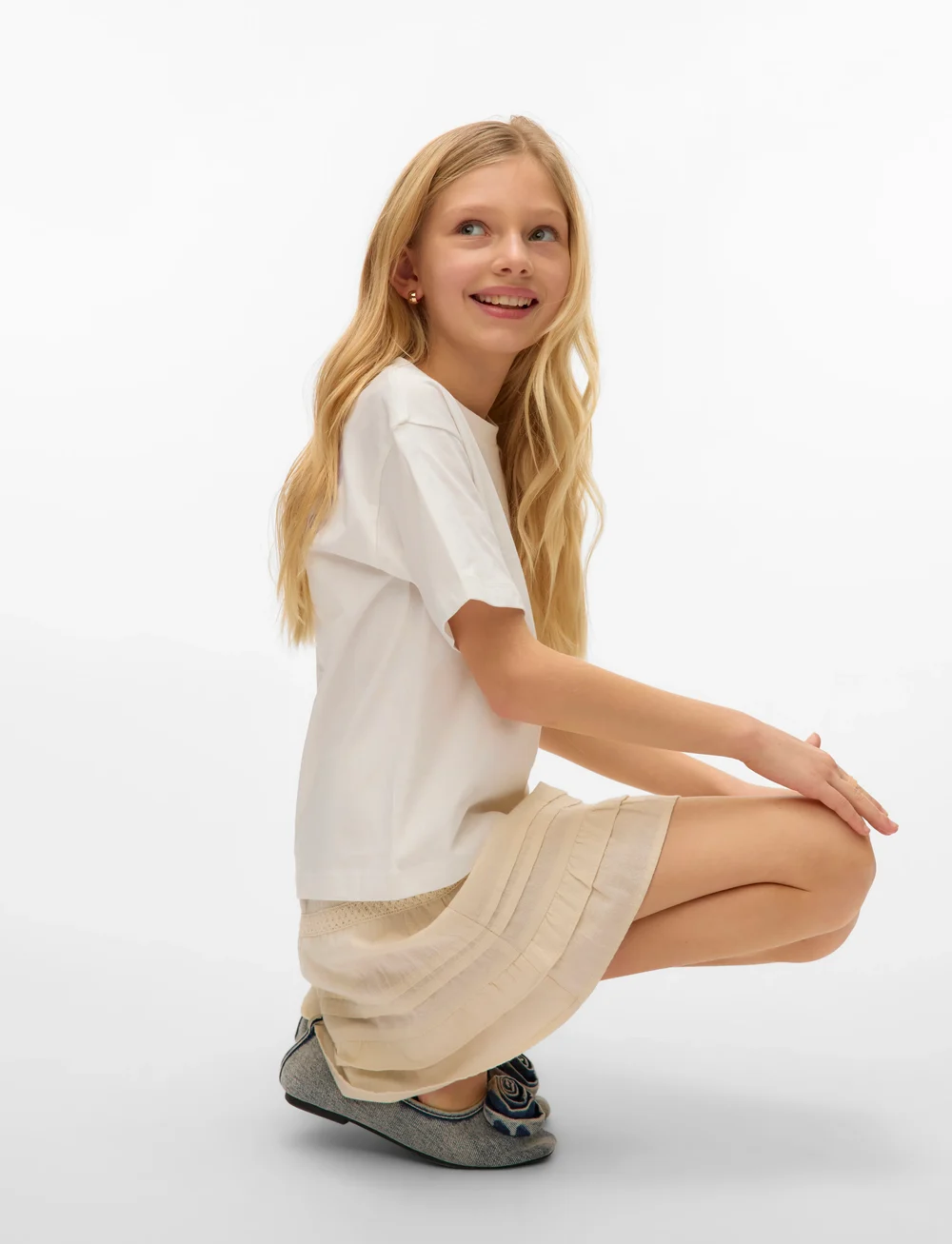 Vero Moda Girl - VMPRETTY SHORT SKIRT WVN GA GIRL - miniseelikud - oatmeal - 4