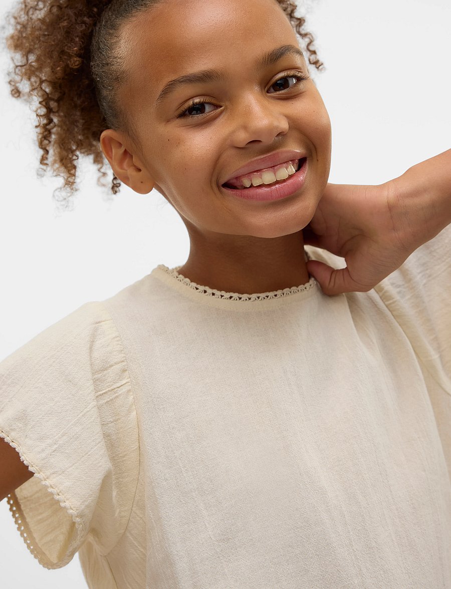 Vero Moda Girl - VMPRETTY SS TOP WVN GA GIRL - chemisiers & tuniques - oatmeal - 3