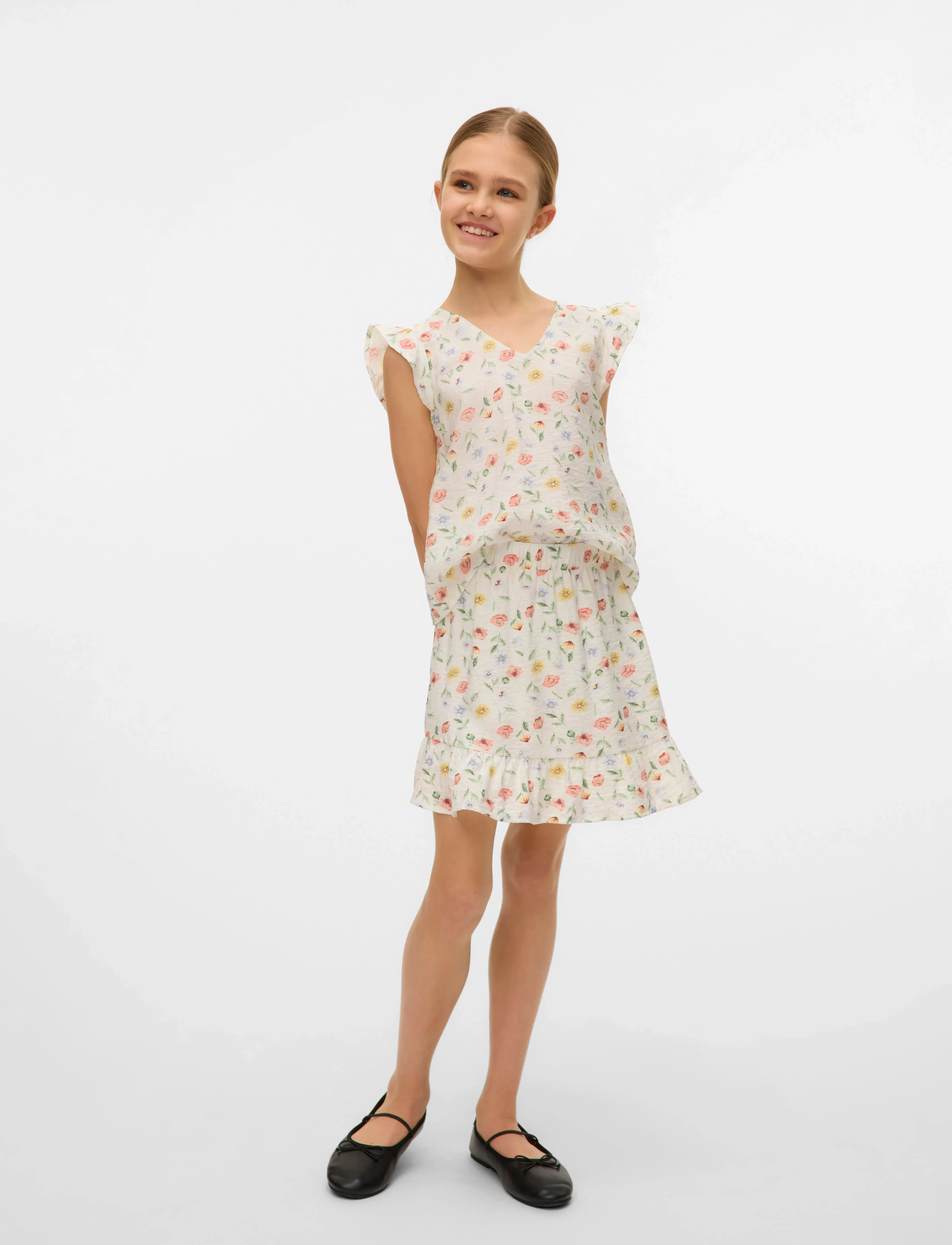 Vero Moda Girl VMJOSIE MARIGOLD MW SHORT SKIRT WVN GIRL - Kjoler & Nederdele - BIRCH / white