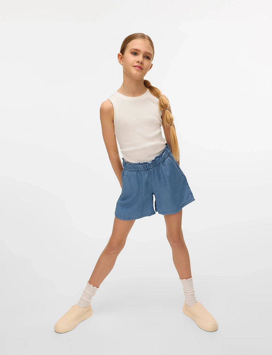 Vero Moda Girl - VMHARPER HR PULL ON FRILL SHORTS GIRL - medium blue denim - 3